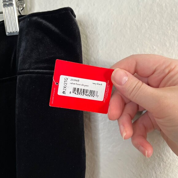 Spanx Womens Velvet Very Black Front Slit Pants Plus Size 2X 20396r - Picture 4 of 7